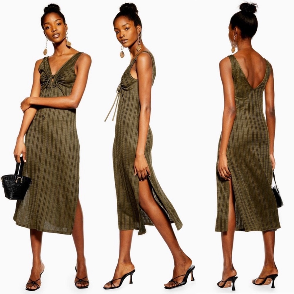 Topshop Khaki Keyhole Dress